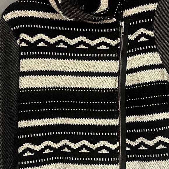 Anthropologie Dolan BlackLetter Aztec Print Asymmetrical Zipper Sweater - Picture 4 of 7